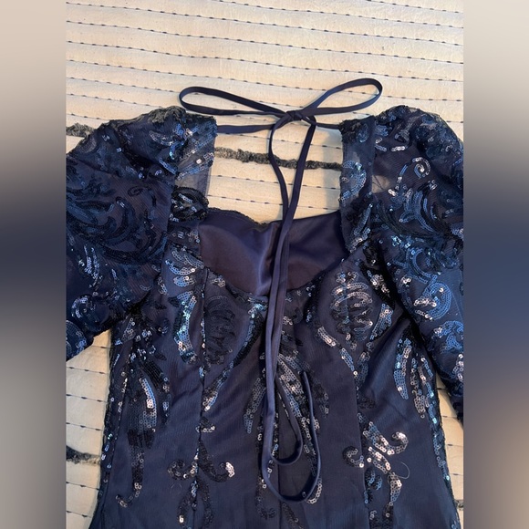 Navy Blue Sequin, special occasion dress. - Picture 5 of 6